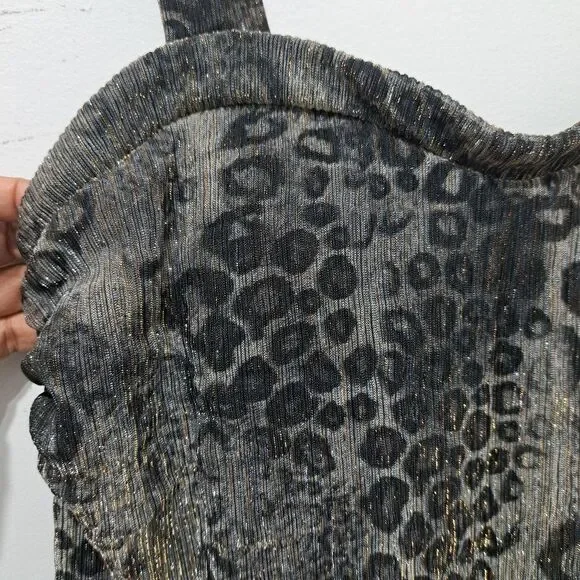 Miraclesuit Leopard Print With Metallic Detail Summer Top Size 10 Black/Gold NWT - Picture 11 of 14